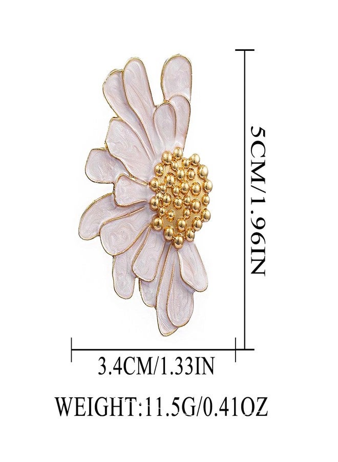 Aksod Vintage Flower Earrings Studs White Large Floral Earrings Bohemian Enamel Daisy Stud Summer Hawaii Wedding Party Earrings Jewelry for Women (White) - Image 5