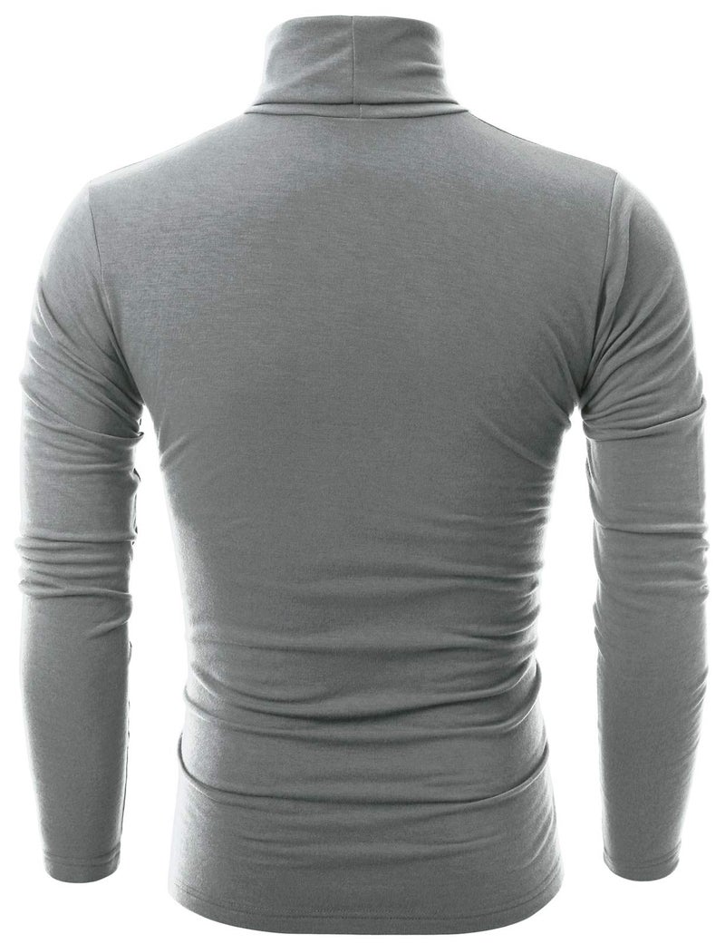 Ohoo Men's Fleece Turtleneck Sweater Slim Fit Lightweight Pullover / DCT001-GREY-XL - Image 3
