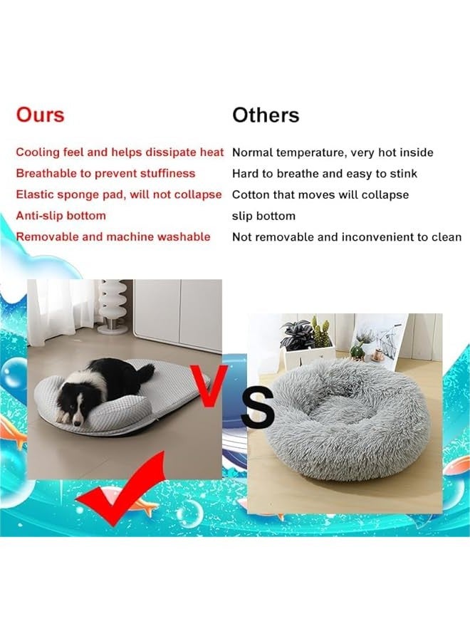 بيوينتي سرير كلاب كبير من مادة رائعة من زالوف، بساط جيد التهوية للطقس الحار، مناسب للكلاب المتوسطة والكبيرة، يأتي مع قاعدة مضادة للانزلاق ومقاومة للماء، قابل للغسل في الغسالة (بيج، 100 × 75 سم) - Image 2