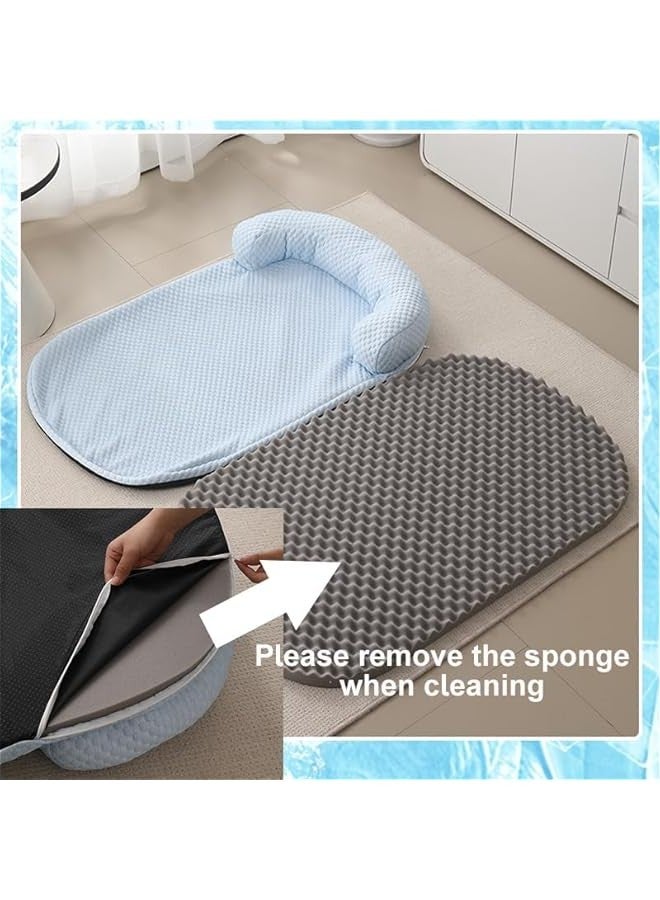 بيوينتي سرير كلاب كبير من مادة رائعة من زالوف، بساط جيد التهوية للطقس الحار، مناسب للكلاب المتوسطة والكبيرة، يأتي مع قاعدة مضادة للانزلاق ومقاومة للماء، قابل للغسل في الغسالة (بيج، 100 × 75 سم) - Image 5