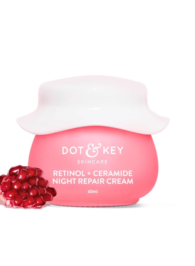 Dot & Key Night Reset Retinol + Ceramide Night Cream | Anti Aging Cream For Women & Men | Reduces Fine Lines & Wrinkles | Oil Free & Non Sticky Moisturizer | For Glowing Youthful Skin | For All Skin Types | 60ml - Image 1