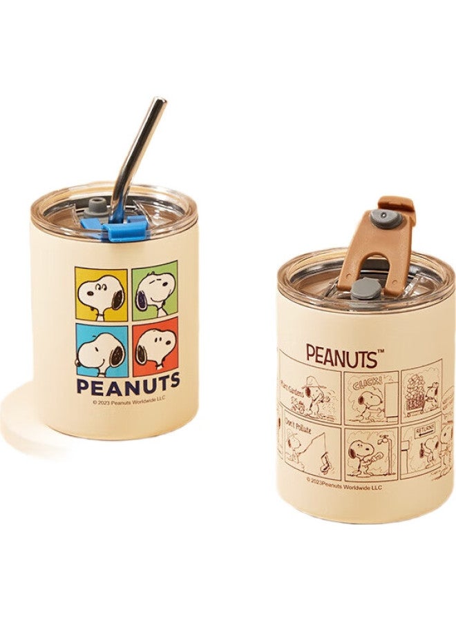 Snoopy 304 Stainless Steel Coffee Mug For Men And Women, Office Water Cup, Insulated Hot And Cold Cup With Straw, Drinking Cup, White - Image 2