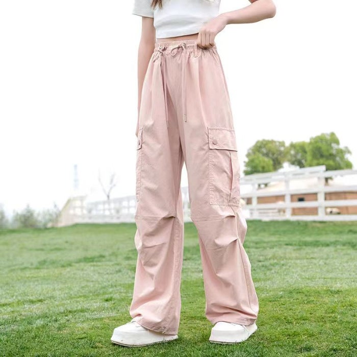 Girls' Summer Cargo Pants Children'S Summer Big Kids Casual Pants Thin Straight Pants For Girls Summer - Image 1