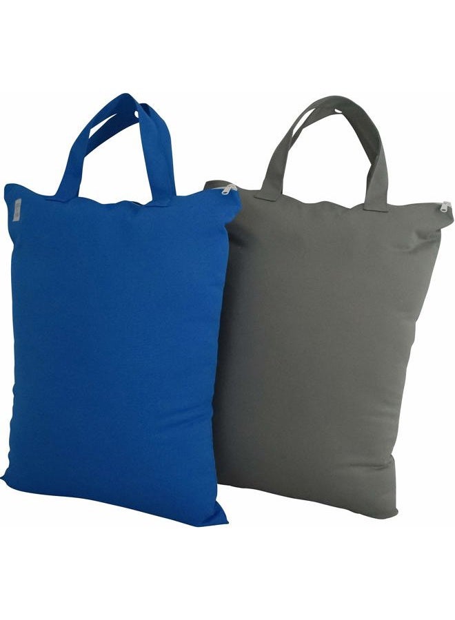 MOM & BAB Wet Bags for Baby | Travel | Cloth Diapers | Swimsuits and Towel | Wet Dry Bag for Breast Pump Parts, Gym, Yoga | Water & Odor Resistant (Blue&Gray) - Image 1