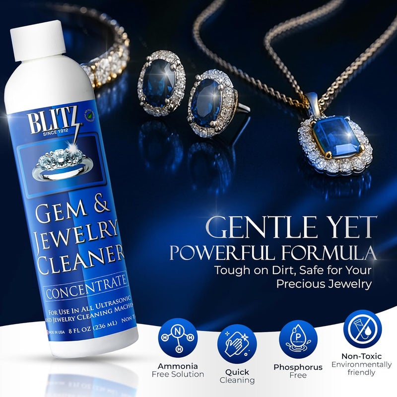 Blitz Gem & Jewelry Cleaner Concentrate - 8 Fl Oz Non-Toxic Cleaning Solution for Jewelry - Image 2