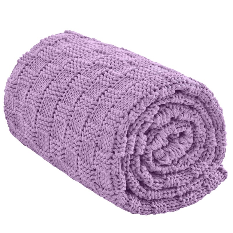 Wellfeel Knitted Weighted Blanket Adults No Beads Heavy Blanket 36 x 48 3lbs Breathable Chunky Knit Blanket Cooling Weighted Blanket for Hot Sleepers Christmas Home Decor Lilac