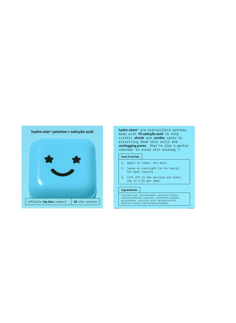 Starface World Starface Hydro-Star + Salicylic Acid Pimple Patches and Big Blue Compact, Helps Shrink and Soothe Deeper Spots, Cute Star Shape, Vegan, 32 count  - Image 2