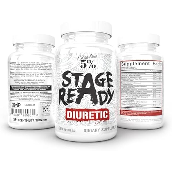 5% Nutrition Stage Ready Diuretic | Extra Strength Competition Diuretic | Fast Acting Weight Cut, Water Retention & Bloat Relief | Natural Formula w/Dandelion Root, Shavegrass, Uva Ursi (60 Pills) - Image 2