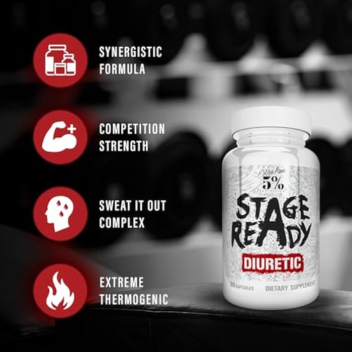 5% Nutrition Stage Ready Diuretic | Extra Strength Competition Diuretic | Fast Acting Weight Cut, Water Retention & Bloat Relief | Natural Formula w/Dandelion Root, Shavegrass, Uva Ursi (60 Pills) - Image 4