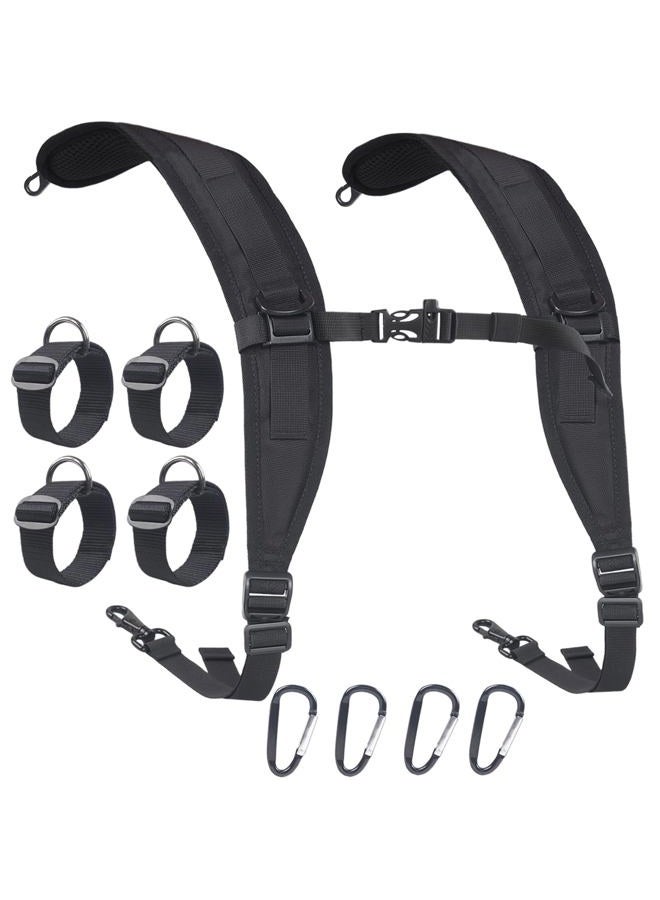 XTACER Multi-Purpose Backpack Straps, Adjustable Rucksack Shoulder Strap for Bags Strap Replacement Padded Strap Adjustable with Heavy Meta Hooks (Black) - Image 1