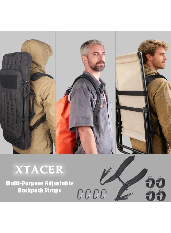 XTACER Multi-Purpose Backpack Straps, Adjustable Rucksack Shoulder Strap for Bags Strap Replacement Padded Strap Adjustable with Heavy Meta Hooks (Black) - Image 2