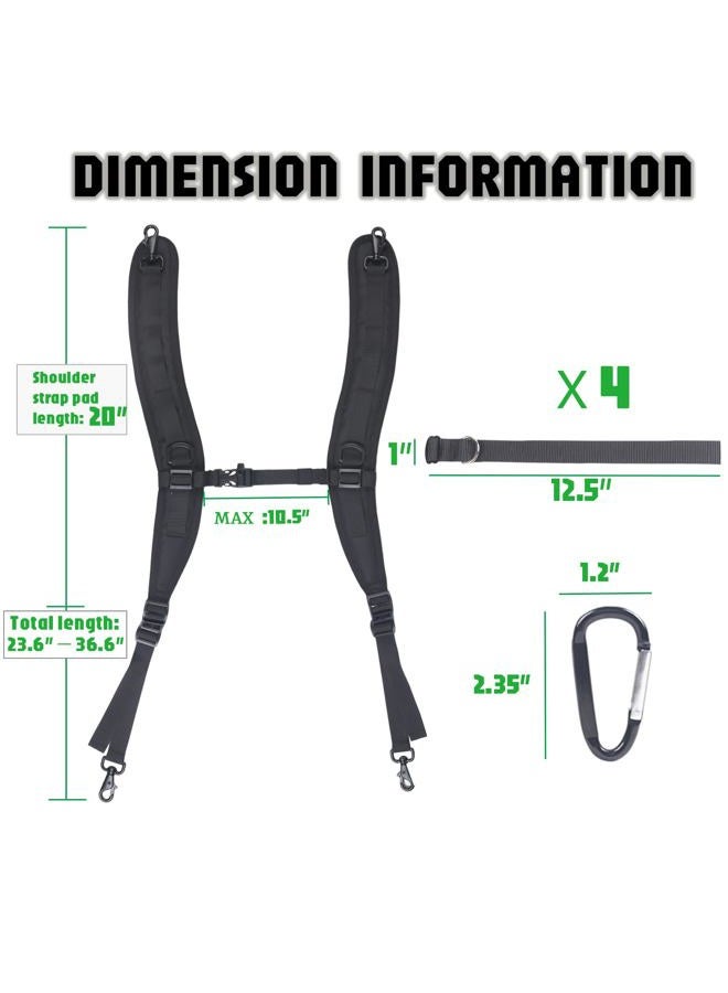 XTACER Multi-Purpose Backpack Straps, Adjustable Rucksack Shoulder Strap for Bags Strap Replacement Padded Strap Adjustable with Heavy Meta Hooks (Black) - Image 3