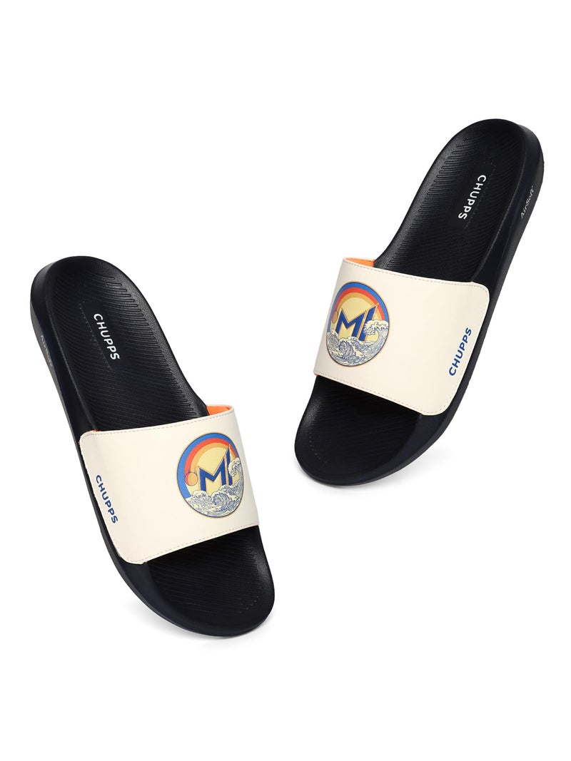 CHUPPS X Mi Surge White & Navy Drift Orthopedic Slippers | Soft Footpharma Footbed | Breathable Ventilation Holes | Lightweight Flip Flops | Anti-Skid Chappals for Everyday For Mens - Image 2