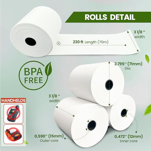 CLIPRA 3 1/8 x 230 Thermal Paper Receipt Rolls (10 PACK) [USA Based Brand] 55 GSM - Compatible with All POS Systems, Cash Registers - BPA Free, Premium Quality Receipt Paper Rolls - Image 2