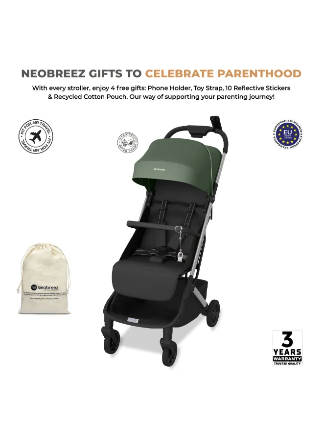 Neobreez Neobreez - NEOLITE Ultra-Lightweight Cabin Size Travel Stroller - Green/Black