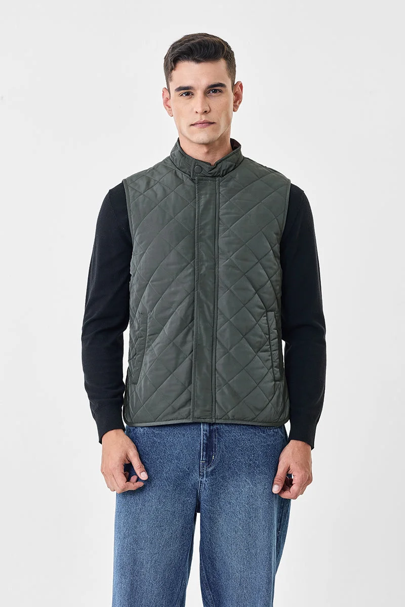 Snitch  Regular Fit Sleeveless Quilted Jacket for Men | Best Price UAE