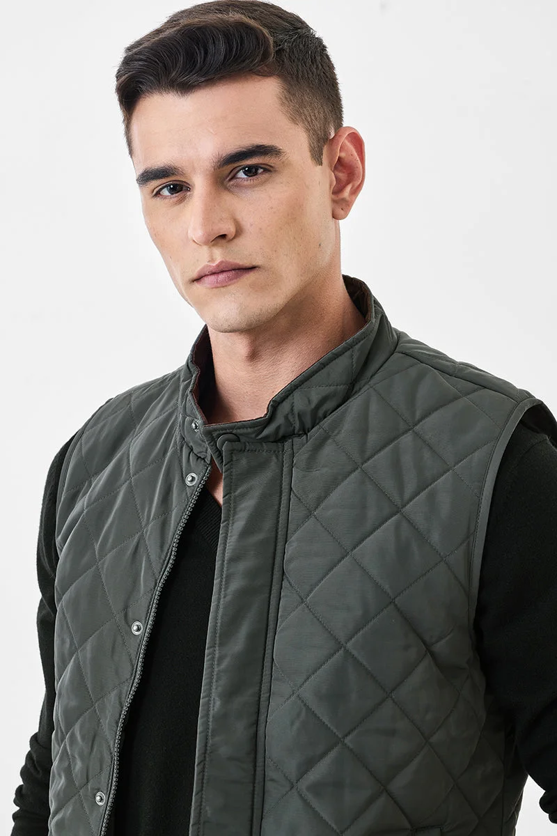 Snitch  Regular Fit Sleeveless Quilted Jacket for Men | Best Price UAE
