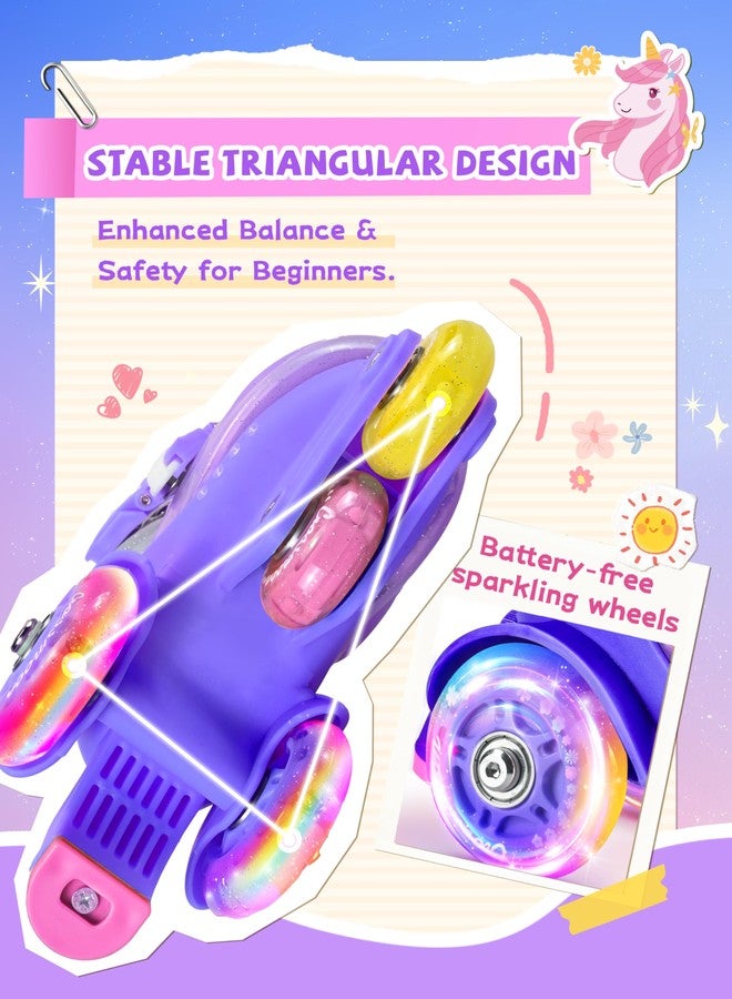 crossmoon Unicorn Toddler Roller Skates, 4 Adjustable Sizes, Fun Light-Up Wheels, Safety Three-Point Type, Breathable Upper, Beginner Roller Skates for Kids, Boys & Girls (Lavender Dream, XS-Small(8C-10.5C US)) - Image 4