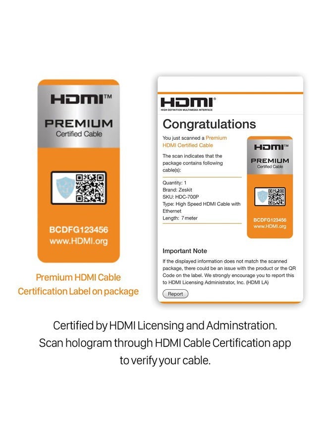 Zeskit Premium HDMI Certified 4K (29ft/ 9m) CL3 in Wall High Speed with Ethernet HDMI 2.0b Cable, Compatible with Dolby Vision 4K 60Hz ARC HDR 18Gbps HDCP 2.2 - Image 2