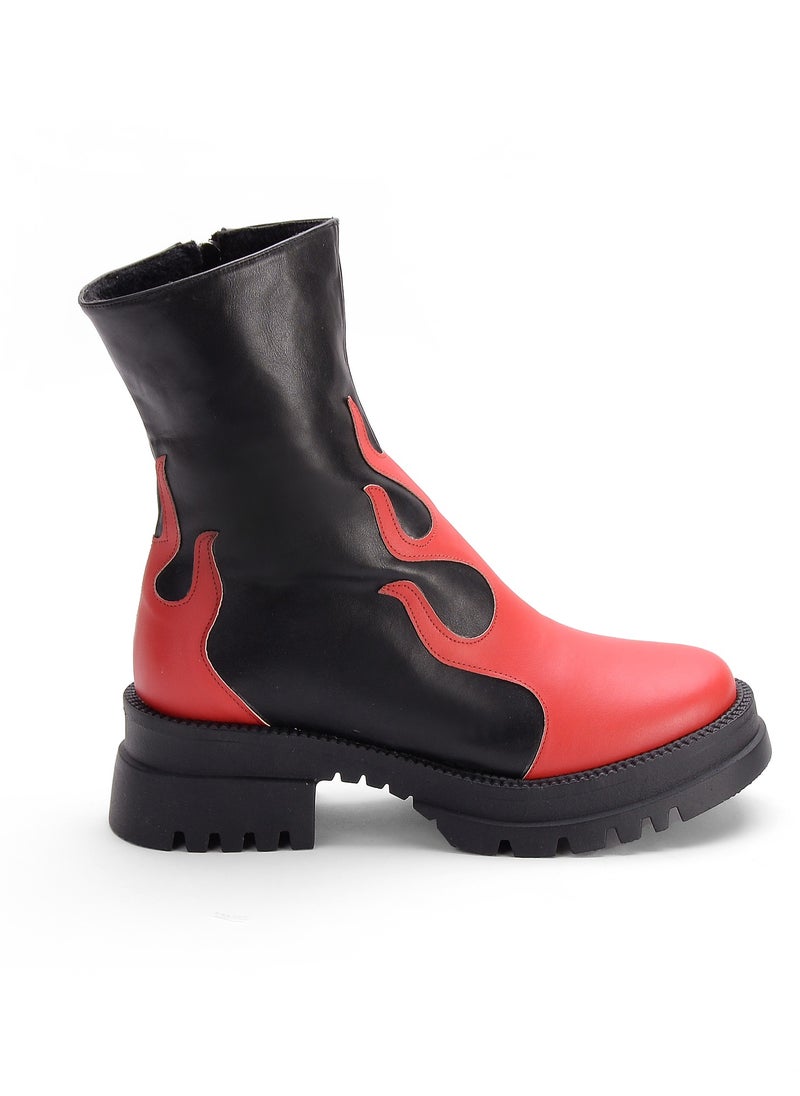 Vbranda - Elegant High-Heeled Leather Boot  R-222-RED - Image 1