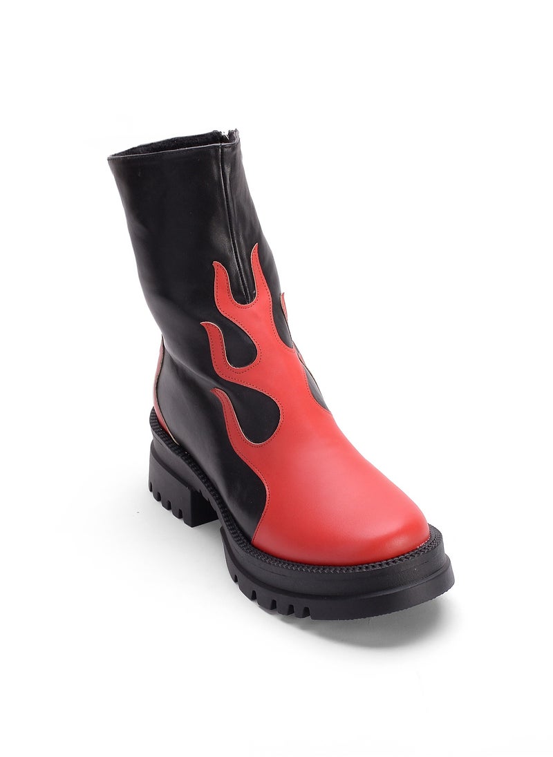 Vbranda - Elegant High-Heeled Leather Boot  R-222-RED - Image 1
