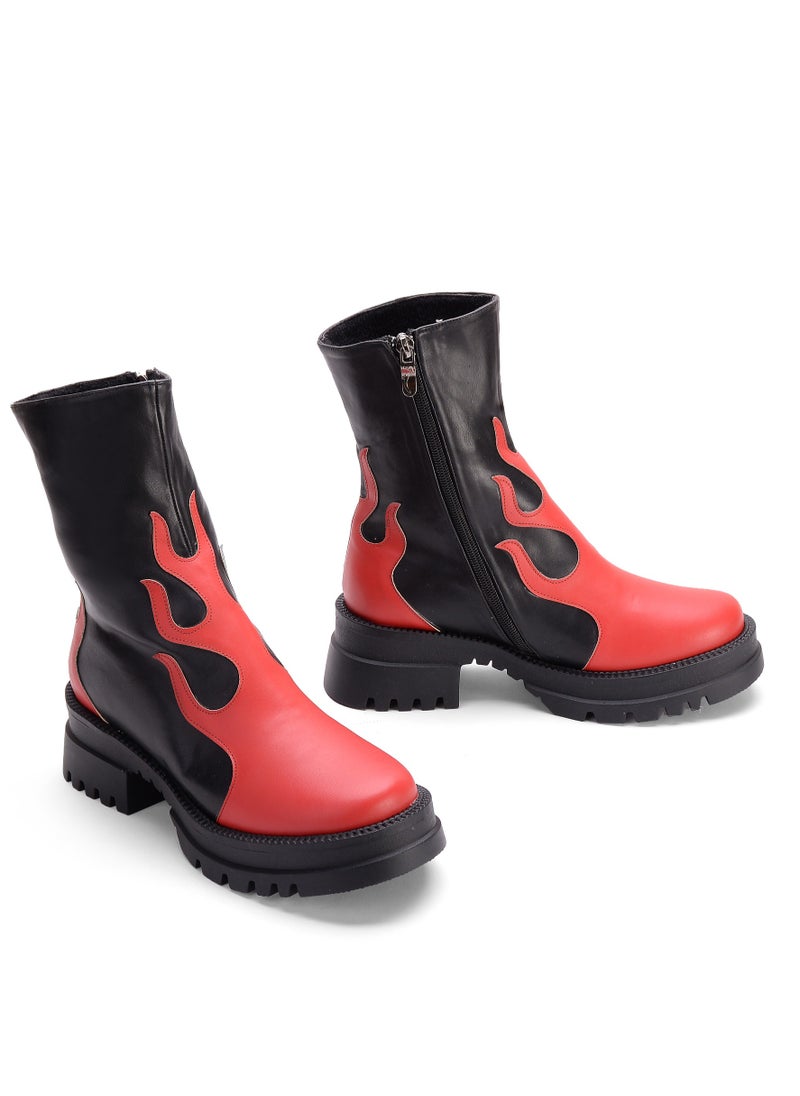Vbranda - Elegant High-Heeled Leather Boot  R-222-RED - Image 1
