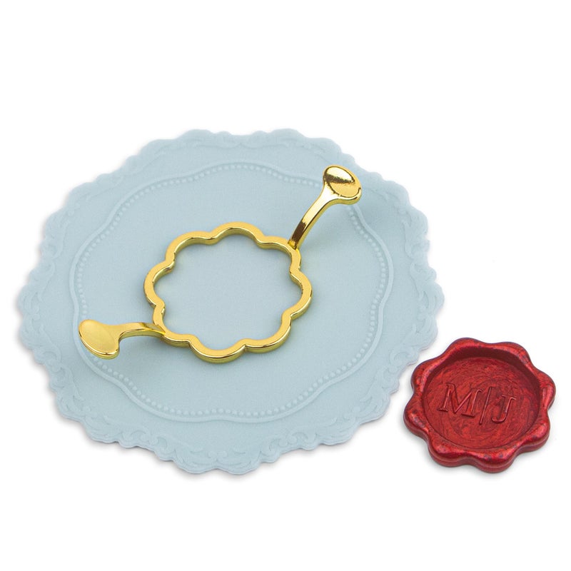 Metal Wax Seal Mold Flower Wax Seal Stamp Mold with Silicone Waxing Mat for DIY Craft Envelopes Gifts and Wine Packaging