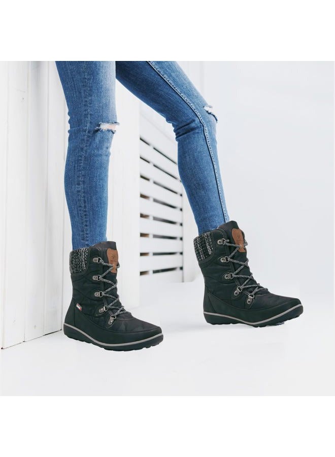 GLOBALWIN Women's Snow Boots Waterproof Mid-Calf Winter Boots for Women with Quilted Knit Panels, Warm Fleece Lining, and Non-Slip Insulated Outdoor Sole, 1841black, 6.5 - Image 5