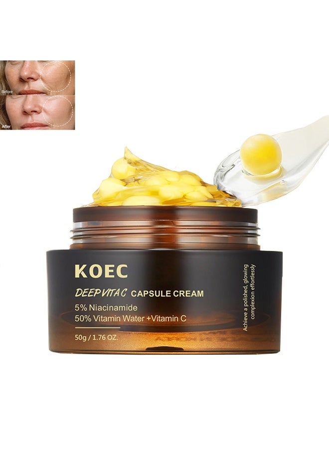 ك أو إي سي كريم كبسولة ديب فيتا سي، مرطب للوجه بالكولاجين، مرطب مرطب، لجميع أنواع البشرة | ترطيب وتغذية البشرة - Image 1