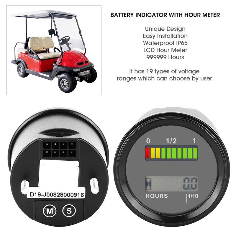 DC12-48V LCD LED Digital Battery Indicator Engine Hour Meter, 56 x 65mm, IP65 Waterproof - Accurate Voltmeter Monitoring, Delay Rise/Fall Protection, Ideal for Carts and - Image 2