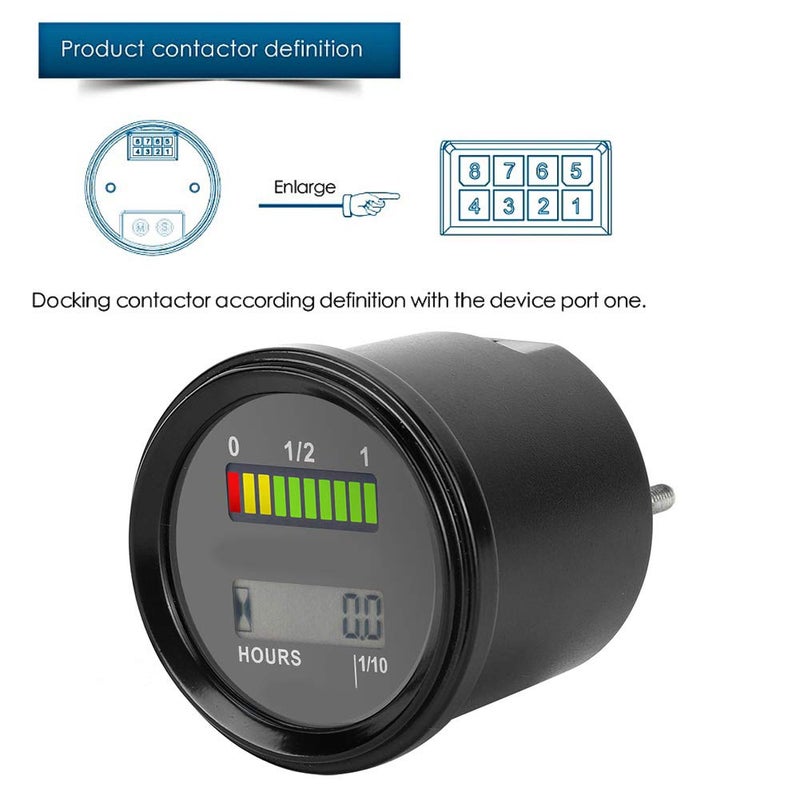 DC12-48V LCD LED Digital Battery Indicator Engine Hour Meter, 56 x 65mm, IP65 Waterproof - Accurate Voltmeter Monitoring, Delay Rise/Fall Protection, Ideal for Carts and - Image 3