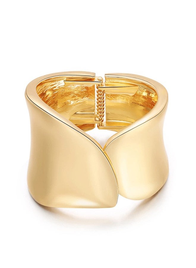 YANCHUN Gold Bangle Bracelets for Women Cuff Bangles Chunky Bracelets for Women 14K Gold Plated Trendy Wide Bracelet Trendy Jewelry Gifts - Image 1