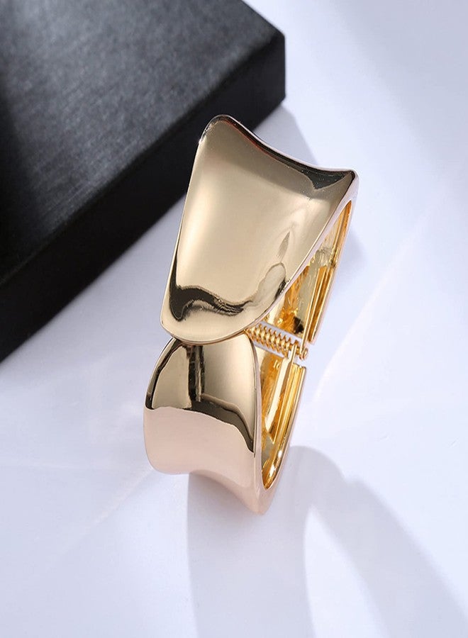 YANCHUN Gold Bangle Bracelets for Women Cuff Bangles Chunky Bracelets for Women 14K Gold Plated Trendy Wide Bracelet Trendy Jewelry Gifts - Image 4