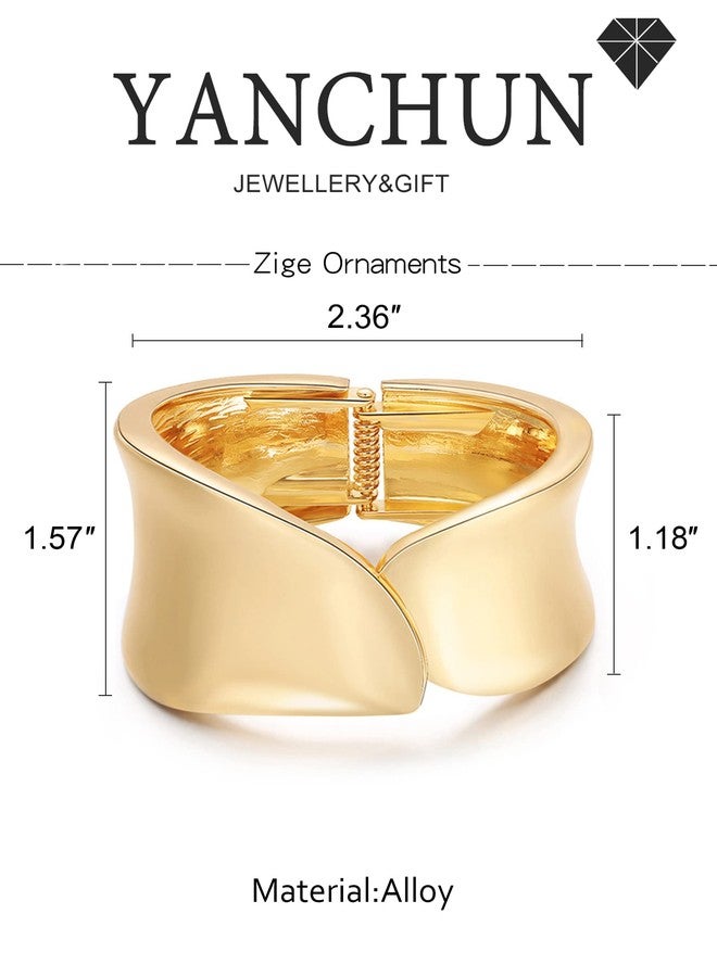 YANCHUN Gold Bangle Bracelets for Women Cuff Bangles Chunky Bracelets for Women 14K Gold Plated Trendy Wide Bracelet Trendy Jewelry Gifts - Image 3