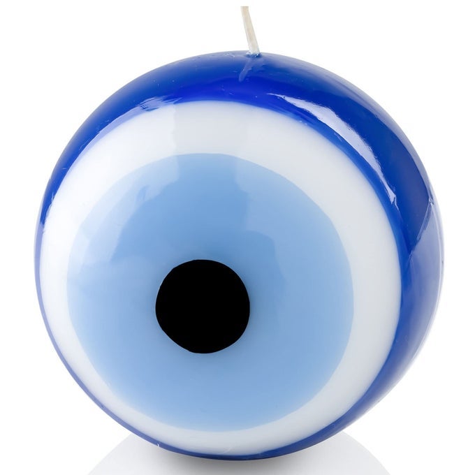 BLUE EVIL EYE CANDLE NAZAR HOME DECOR HANDMADE UNSCENTED PREMIUM CANDLES FOR HOME OFFICE VELA OJO TURCO 395 INCHES LARGE BLUE
