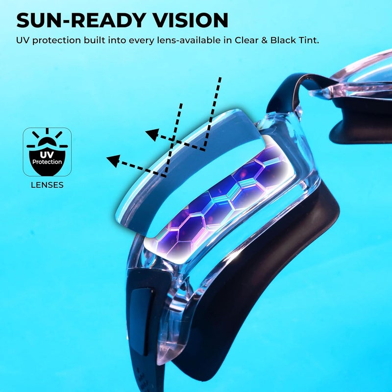 NIVIA Viper 2.0 Swimming Goggles for Adults - Anti Fog, UV Protection, Comfort Fit, Black (Clear) - Image 4