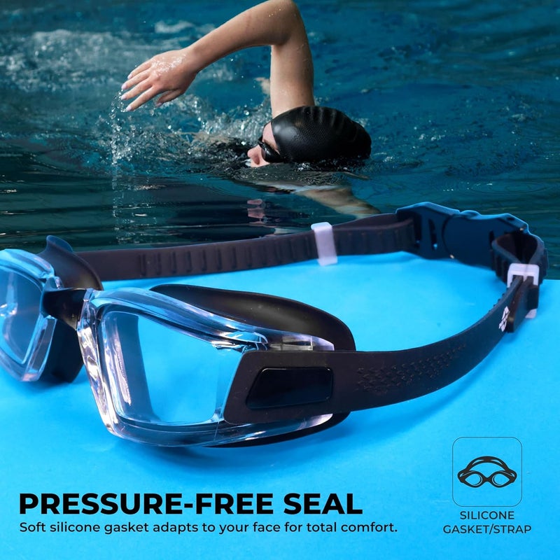 NIVIA Viper 2.0 Swimming Goggles for Adults - Anti Fog, UV Protection, Comfort Fit, Black (Clear) - Image 3