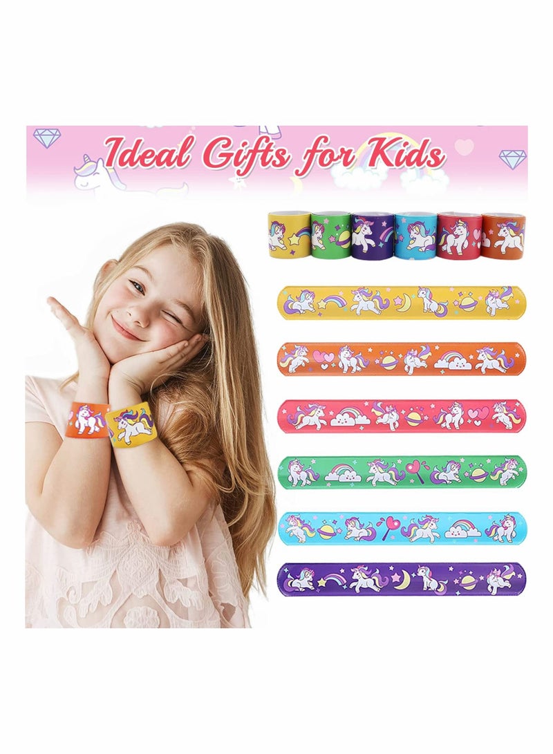 Excefore 30 Pcs Slap Bracelet for Kids Party Bag Fillers, Unicorn Wristbands Fun Boys and Girls Snap Bands Bulk Vinyl Rolls - Image 3