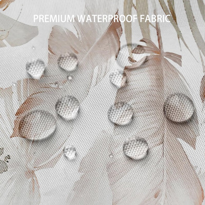 ZCHOMI Boho Leaves Shower Curtain Watercolor Tan Beige Palm Leaf Floral Bathroom Curtains Waterproof Polyester Fabric Bath Curtain 72 x 72 Inch with 12 Plastic Hooks - Image 5
