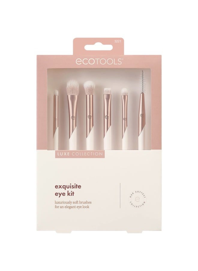 Ecotools Luxe Exquisite Eye Makeup Brush Kit, For Eyeshadow, Eyeliner, & Brow Makeup, Professional Eye Brush Set, Eco-Friendly Makeup Tools, Synthetic Bristles, Cruelty Free & Vegan, 6 Piece Set - Image 2