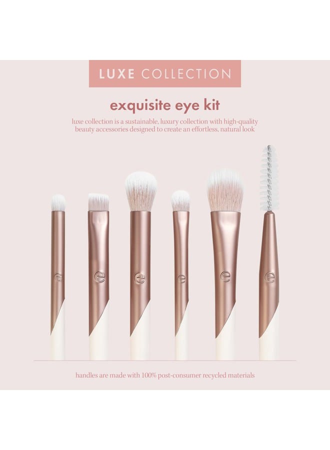 Ecotools Luxe Exquisite Eye Makeup Brush Kit, For Eyeshadow, Eyeliner, & Brow Makeup, Professional Eye Brush Set, Eco-Friendly Makeup Tools, Synthetic Bristles, Cruelty Free & Vegan, 6 Piece Set - Image 3