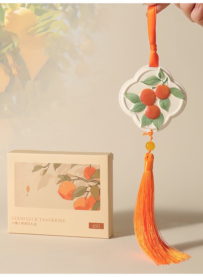 معطر جو صيني برائحة اليوسفي، مصنوع من الجبس الصلب، مناسب لأربعة فصول، زينة معلقة على شكل قرص للعلاج العطري للسيارة، هدية لها/له، ديكور عطري للمنزل والسيارة - Image 1