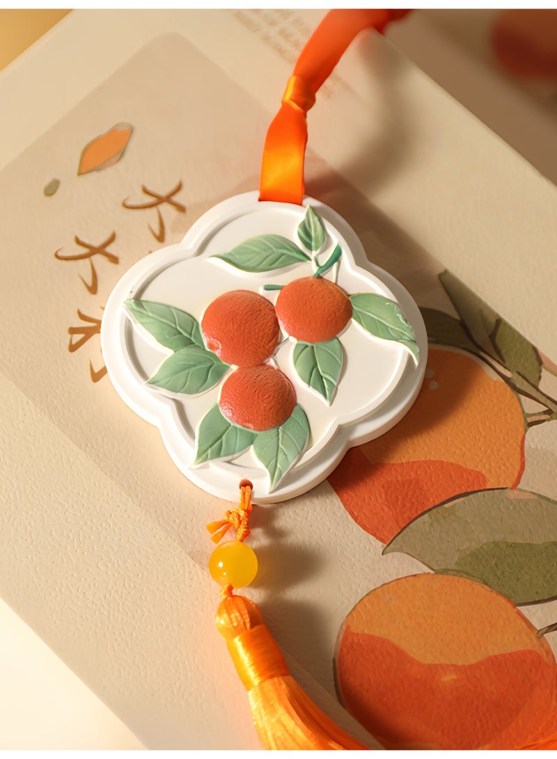 معطر جو صيني برائحة اليوسفي، مصنوع من الجبس الصلب، مناسب لأربعة فصول، زينة معلقة على شكل قرص للعلاج العطري للسيارة، هدية لها/له، ديكور عطري للمنزل والسيارة - Image 3