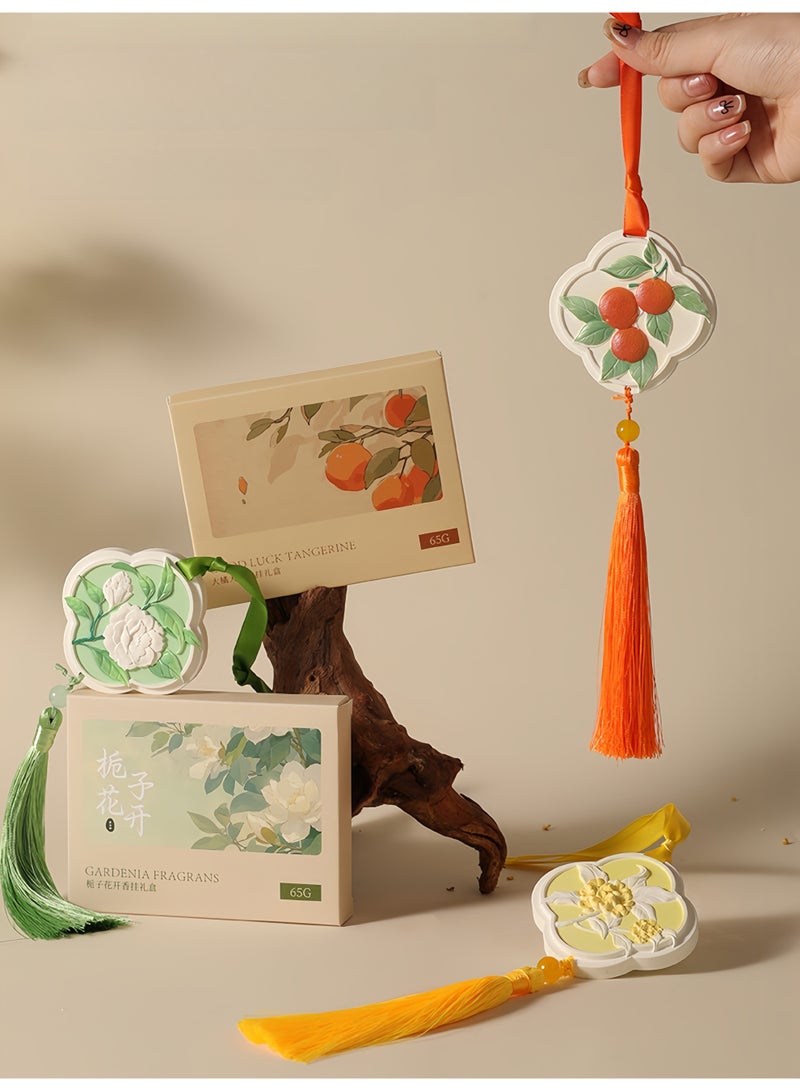 معطر جو صيني برائحة اليوسفي، مصنوع من الجبس الصلب، مناسب لأربعة فصول، زينة معلقة على شكل قرص للعلاج العطري للسيارة، هدية لها/له، ديكور عطري للمنزل والسيارة - Image 2