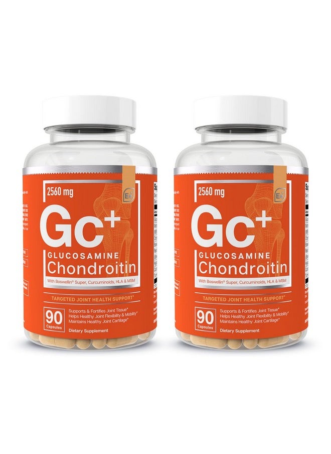 Essential Elements - Essential Elements Glucosamine Chondroitin MSM Boswellia Serrata Hyaluronic Acid Supplement Joint Support Antioxidant Supplement for Flexibility - 180 Capsules (2-Pack) - Image 1