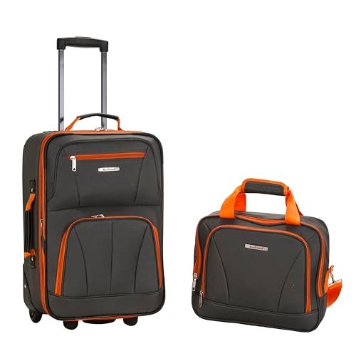 Rockland Fashion Expandable Softside Upright Luggage Set, Charcoal, 2-Piece (14/19) - Image 1
