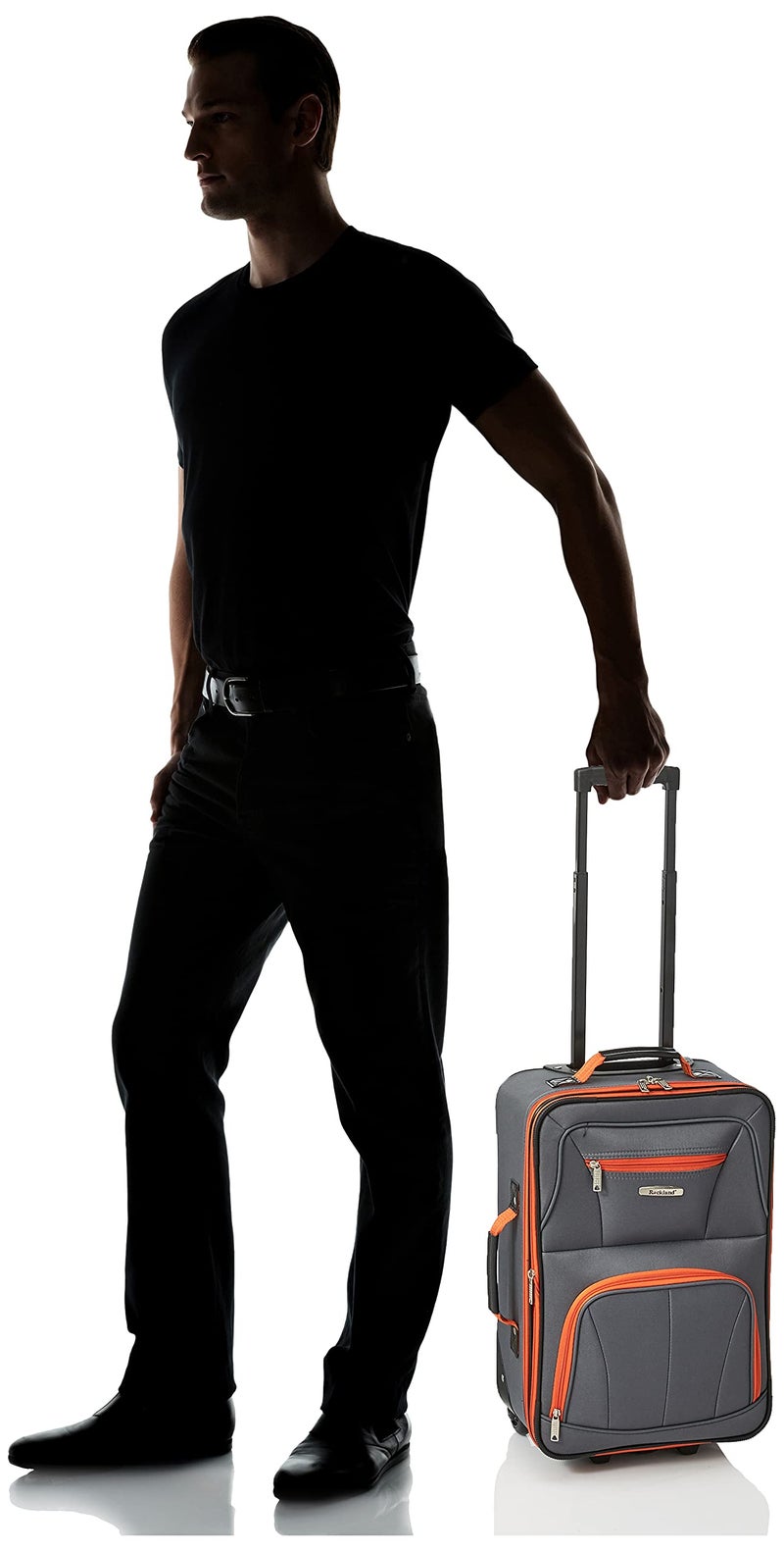 Rockland Fashion Expandable Softside Upright Luggage Set, Charcoal, 2-Piece (14/19) - Image 4
