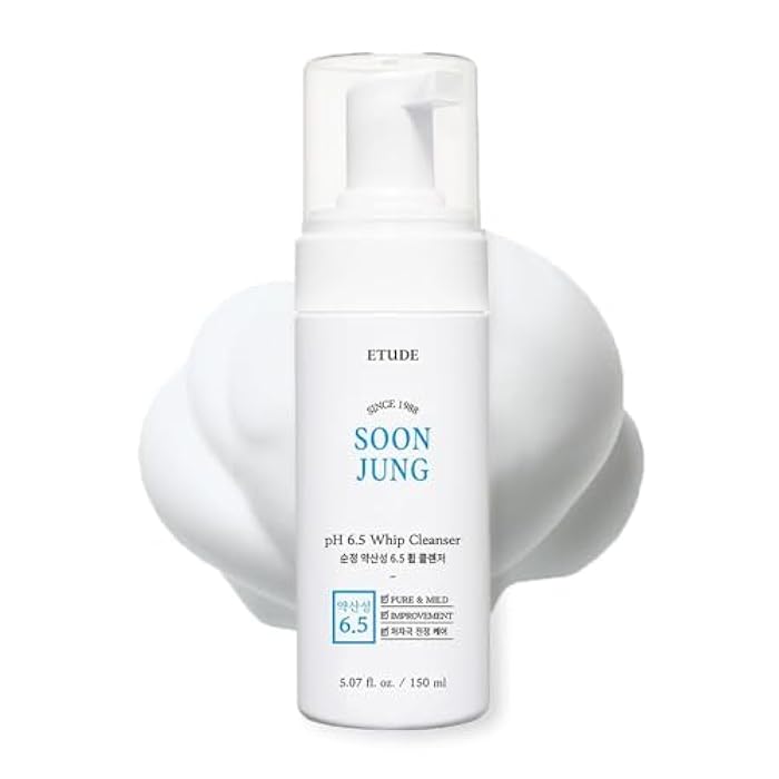 ETUDE SoonJung pH 6.5 Whip Cleanser | Mild Micro Foaming Face Wash for Sensitive Skin, Panthenol, Madecassoside for Soothing, Barrier Repair, Low pH, Vegan Certified, Non-comedogenic, 5.07 Fl Oz - Image 1