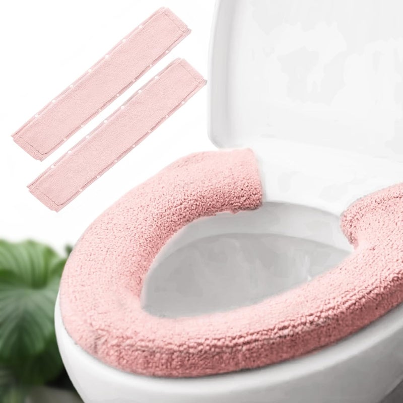 JorgenZ 2pcs Toilet-seat Cover Warmer Cushion – Toilet seat Cover Pads Plush Warm Thick Bathroom Toilet Seat Warmer 2pcs Light Pink - Image 1