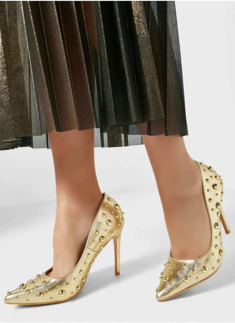 Ginger Stud Detail Pointed Stiletto Pump